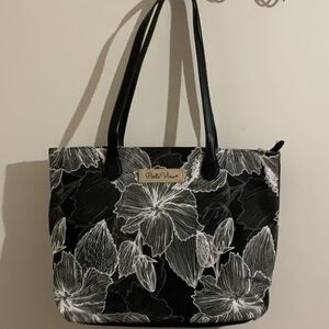 Portovino Other City Wine Tote black with white flowers